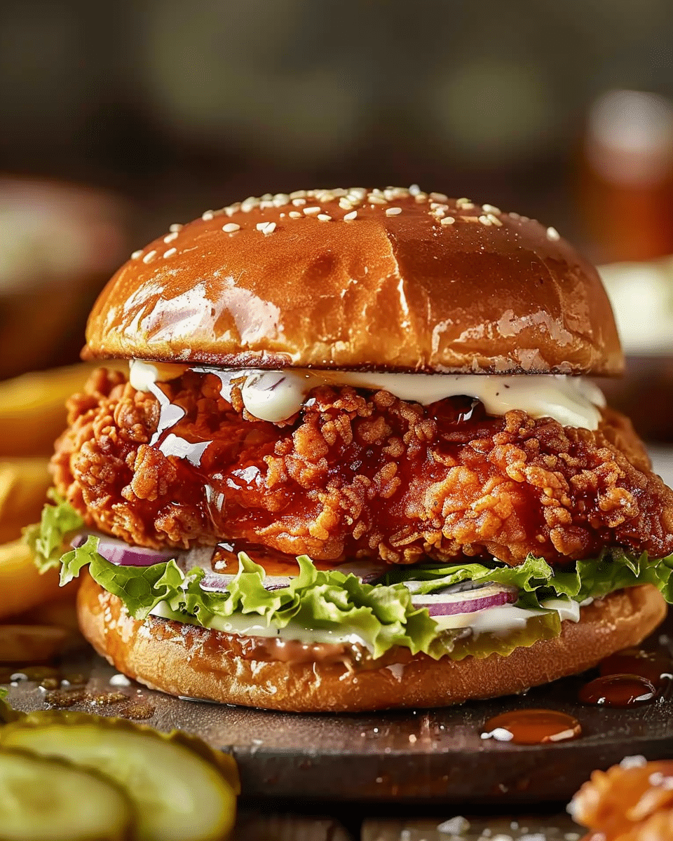 Baked Nashville Hot Chicken Sandwich with Honey