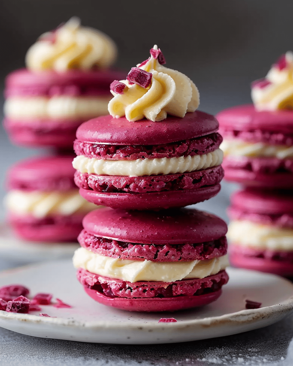 Beetroot Macarons with Savory Whipped Cheese Recipe