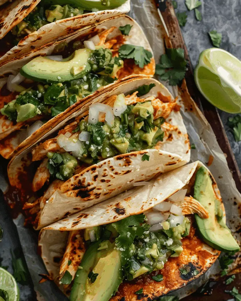 Crispy Poblano Chicken Tacos with Avocado-Jalapeño Salsa
