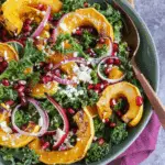 Fall Harvest Salad with Delicata Squash, Pomegranate and Kale
