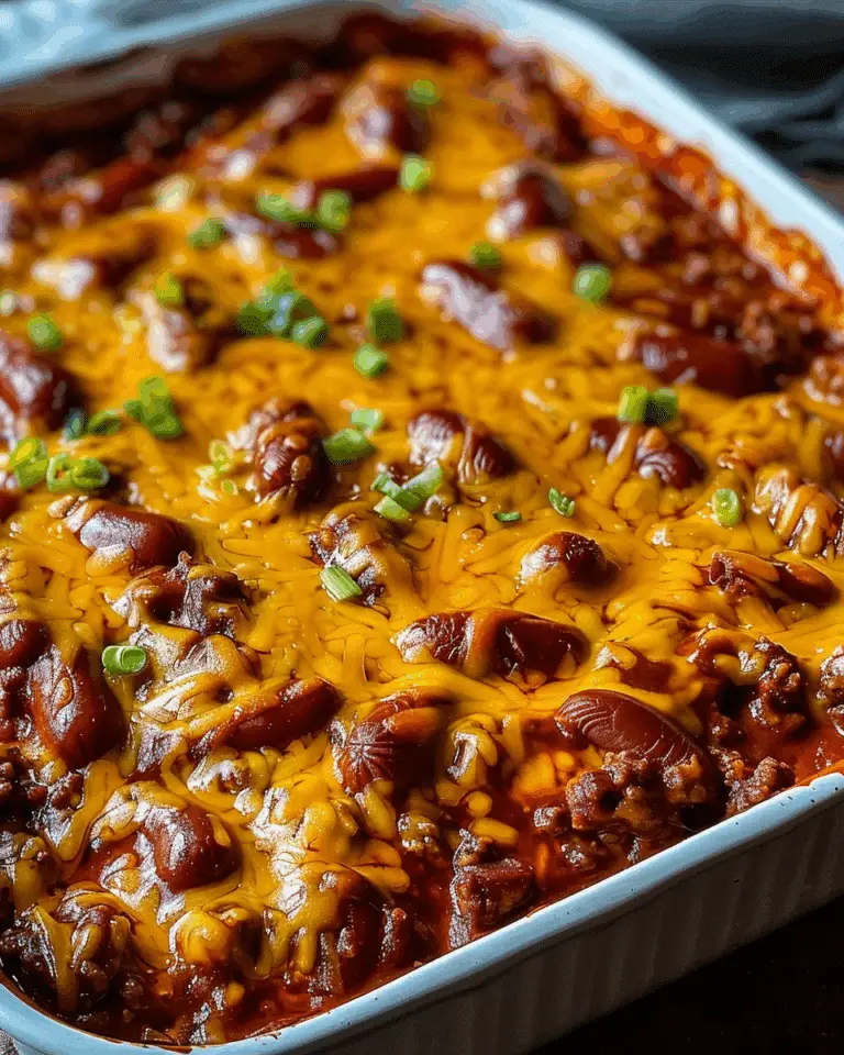 Fully Loaded Classic Chili Cheese Dog Casserole