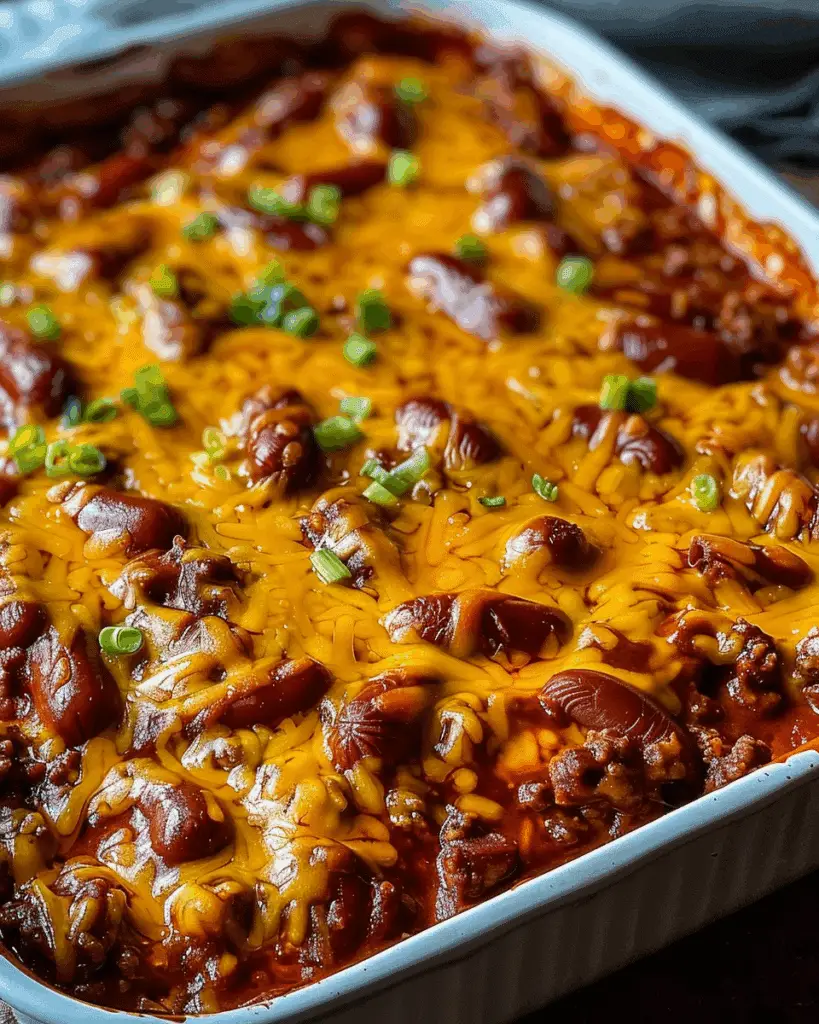Fully Loaded Classic Chili Cheese Dog Casserole