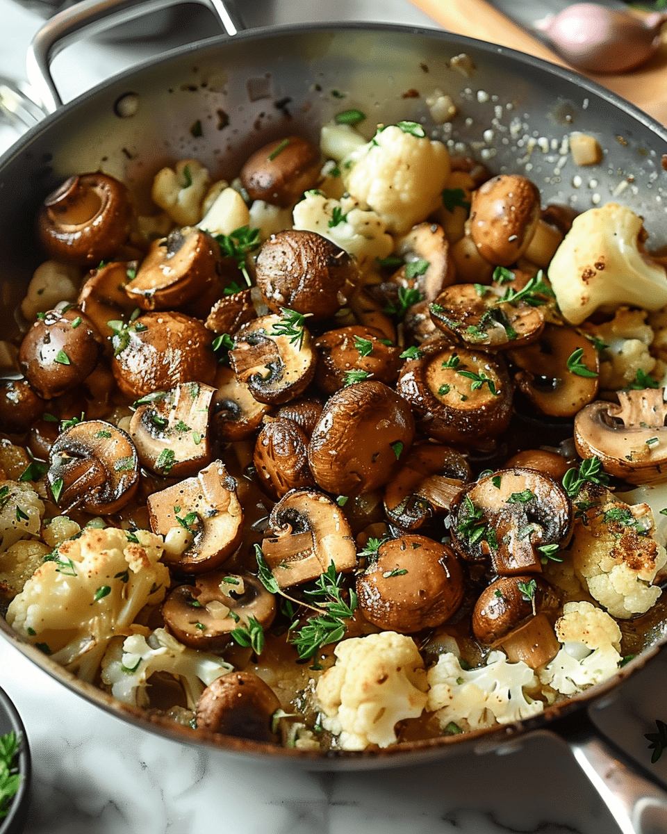 Garlic Mushrooms Cauliflower – Healthy Vegetarian Side Dish
