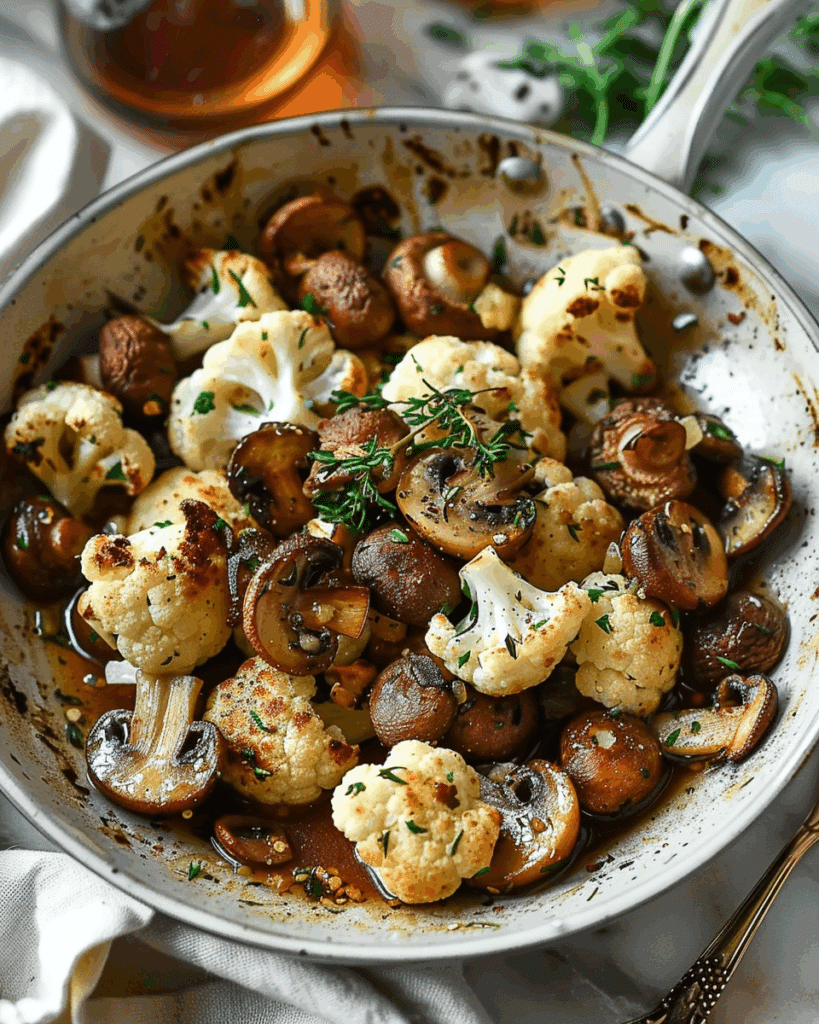 Garlic Mushrooms Cauliflower – Healthy Vegetarian Side Dish