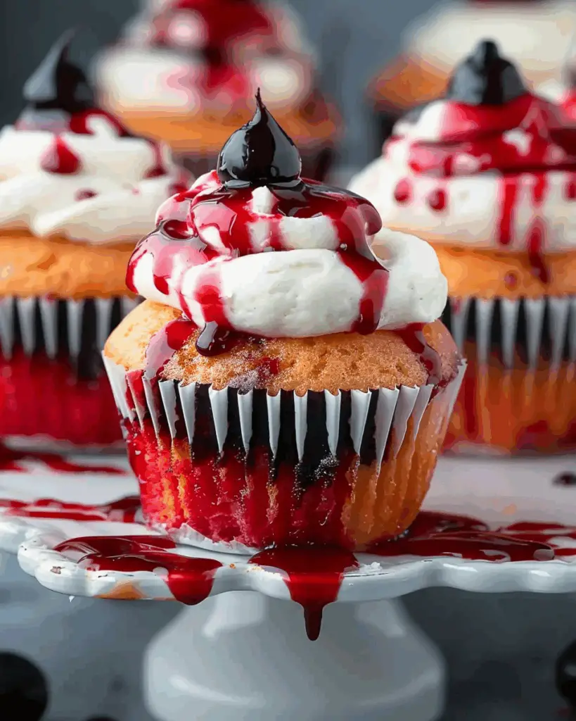 Halloween Vampire Bite Cupcakes – Spooky, Gory, and Absolutely Delicious