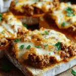 Homemade Cheesy Garlic Bread Sloppy Joe Melts Recipe