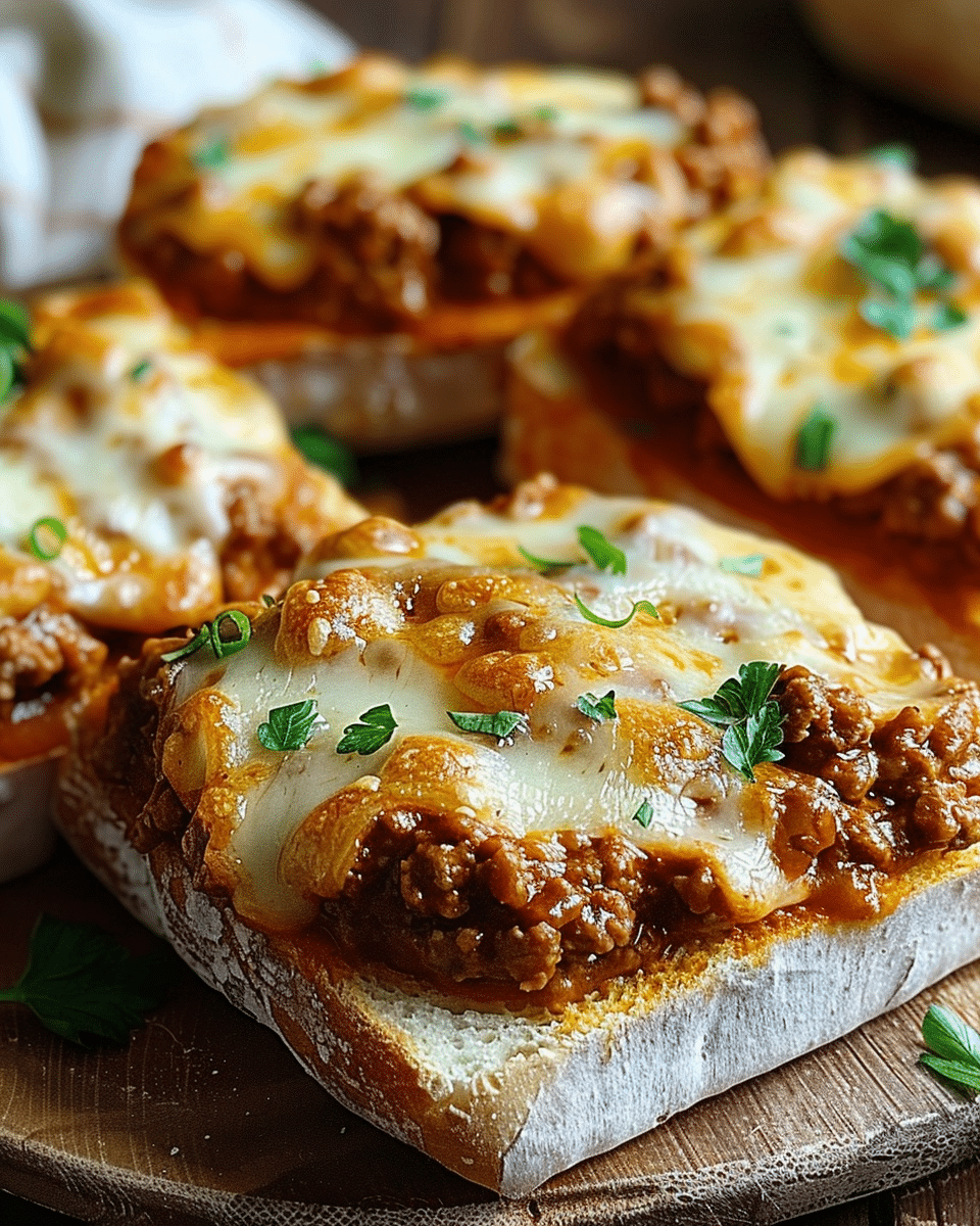 Homemade Cheesy Garlic Bread Sloppy Joe Melts Recipe
