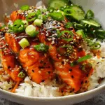 Honey Sriracha Salmon Rice Bowl