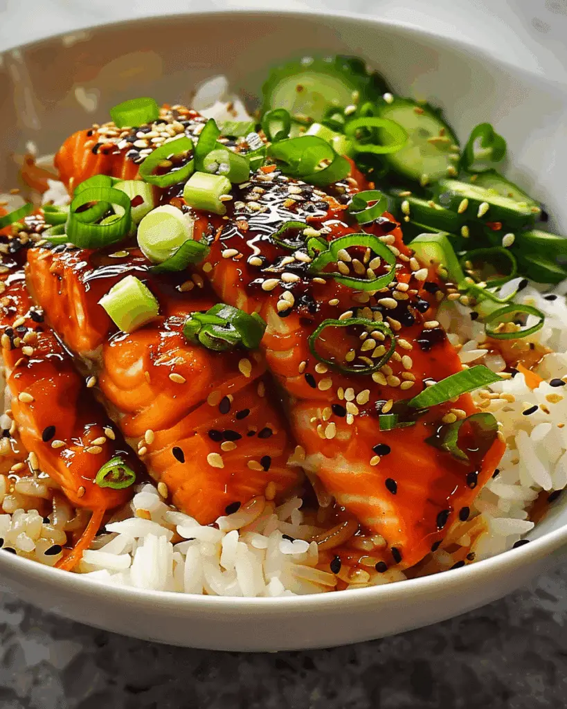 Honey Sriracha Salmon Rice Bowl