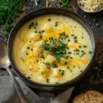 Rich Cheddar Garlic Herb Potato Soup Recipe