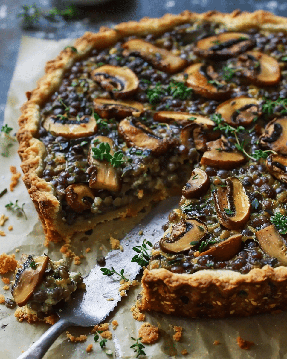 Savory Mushroom, Lentil, and Walnut Tart Recipe