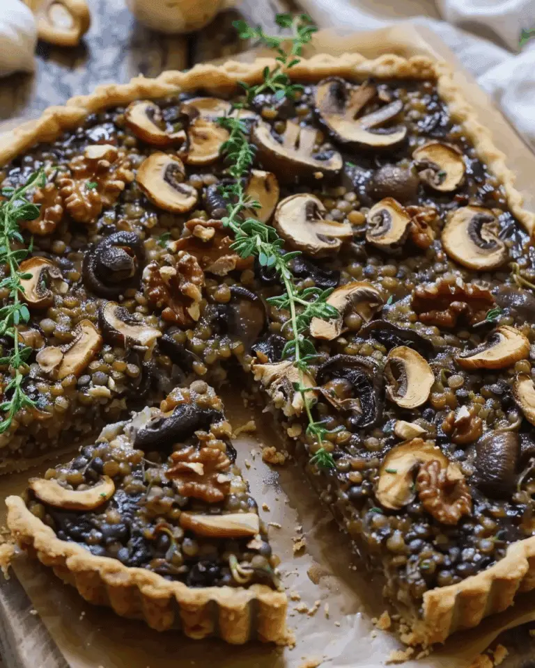 Savory Mushroom, Lentil, and Walnut Tart Recipe
