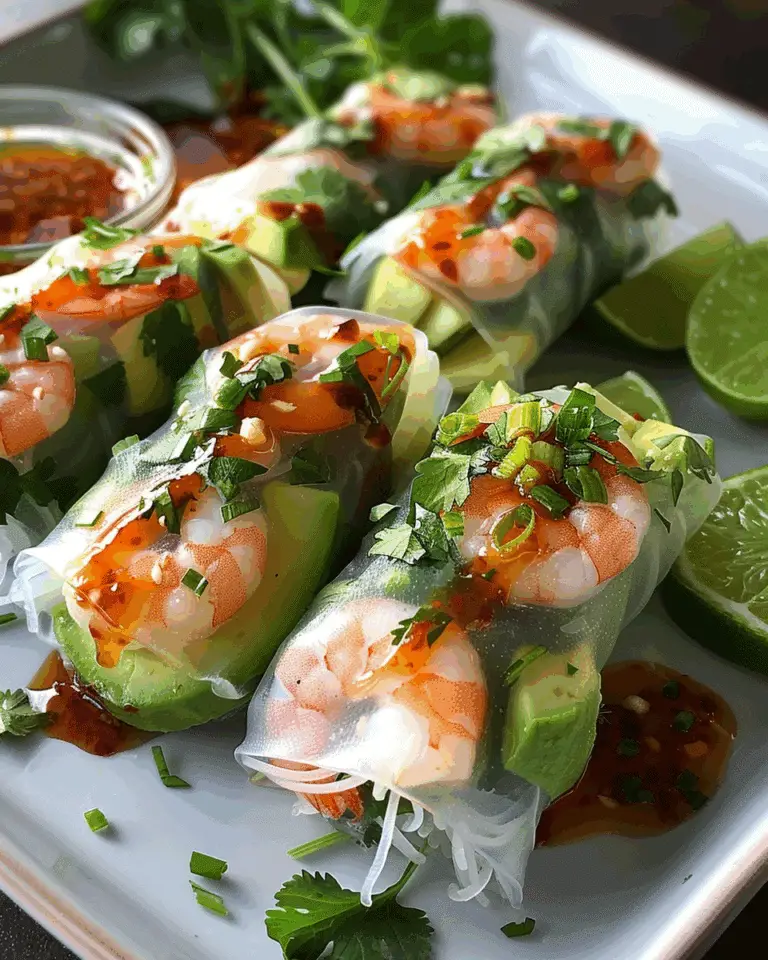 Shrimp Avocado Summer Rolls with Chili Lime Sauce