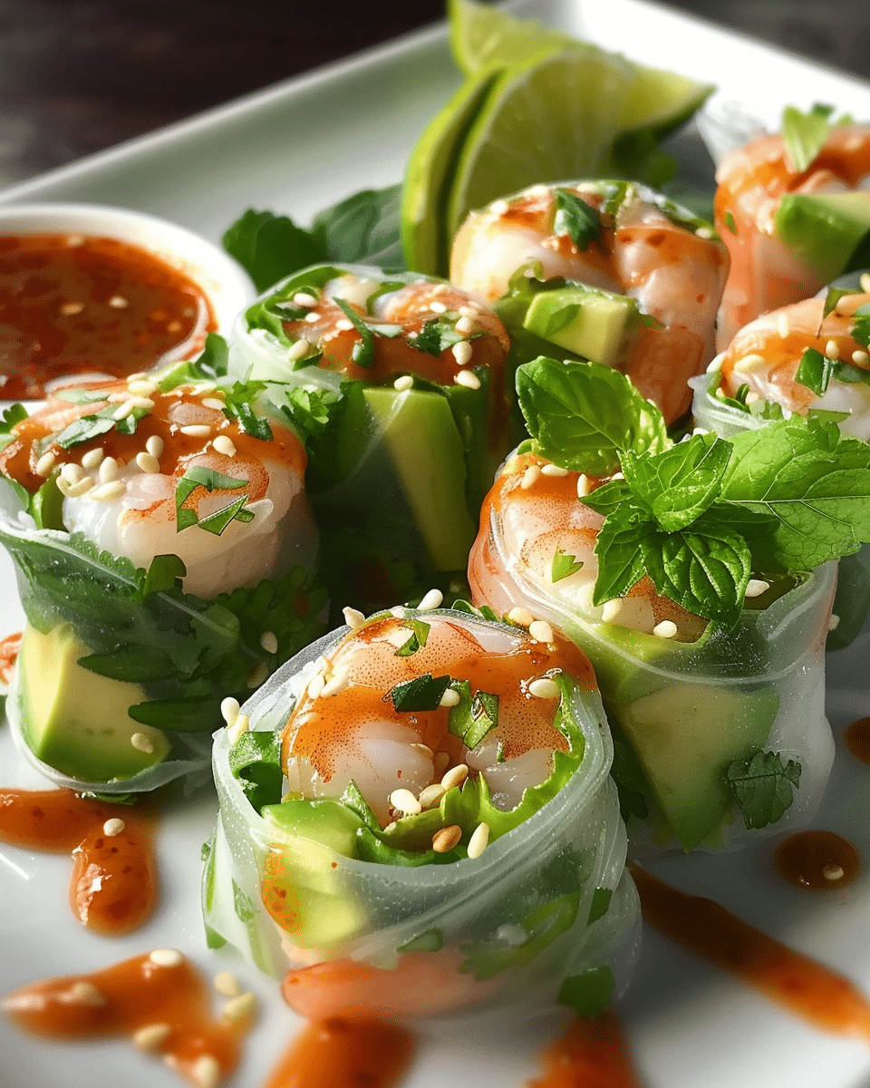 Shrimp Avocado Summer Rolls with Chili Lime Sauce