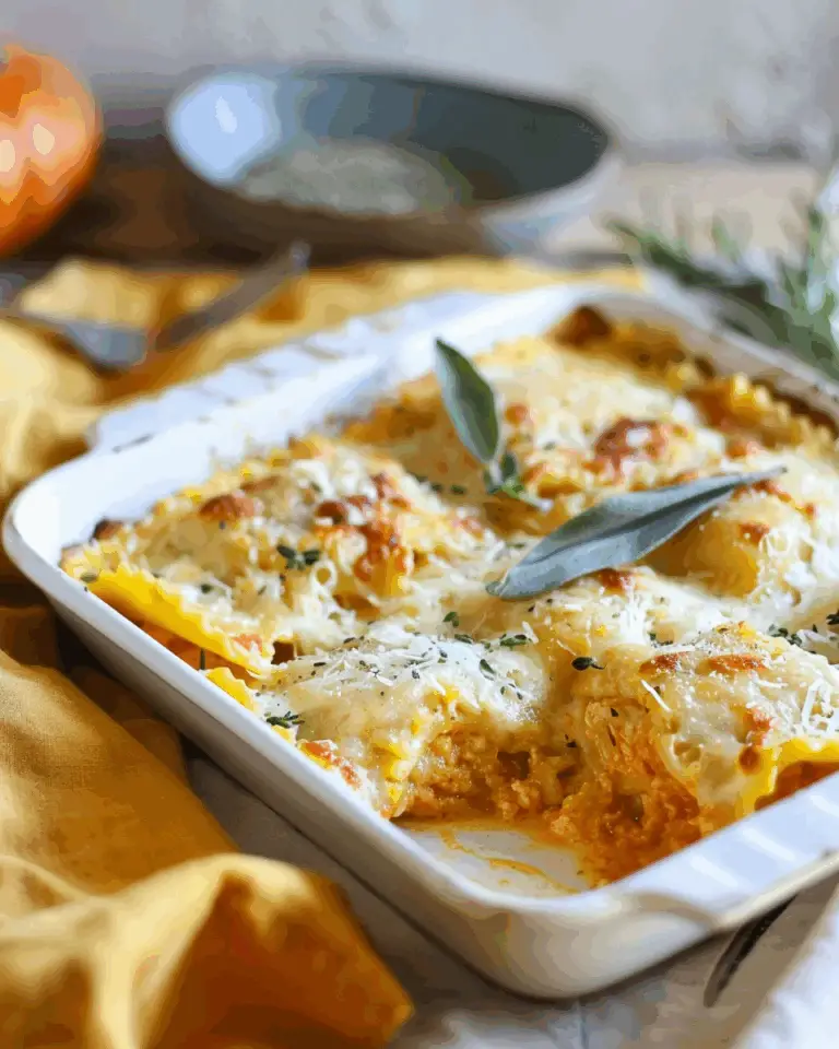 Baked Ravioli with Creamy Pumpkin Sauce