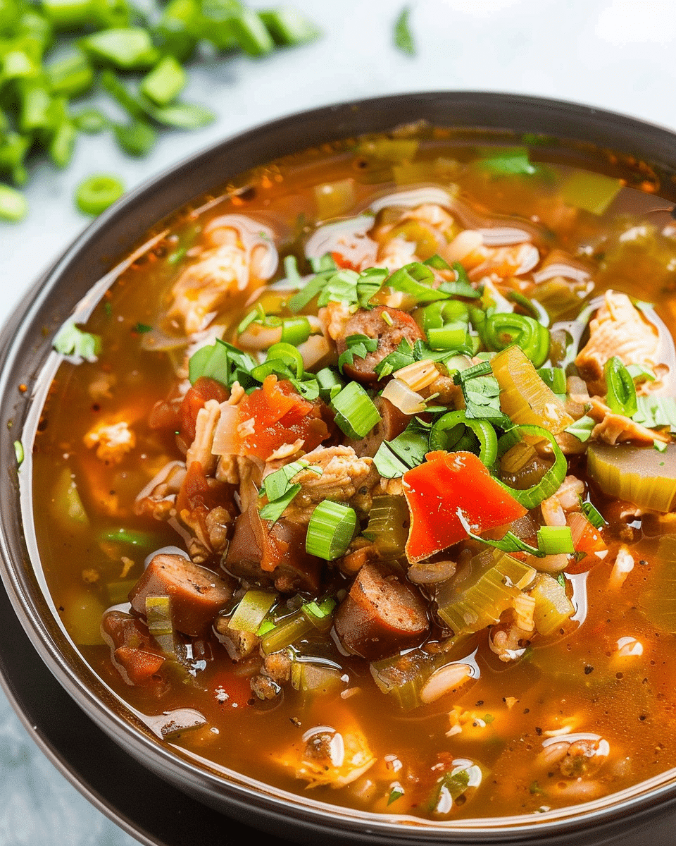 Chicken and Sausage Jambalaya Soup