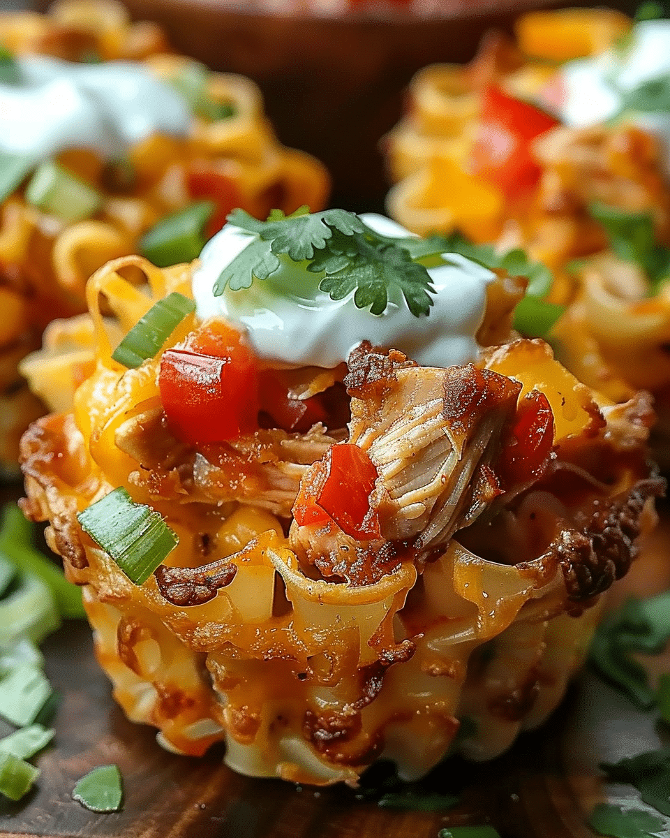 Crispy Chicken Fajita Pasta Cups