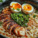 Fiery Chicken Ramen with Creamy Garlic Sauce: A Bold and Flavorful Comfort Dish