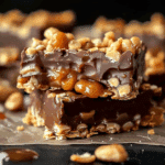 No Bake Crispy Snickers Bars
