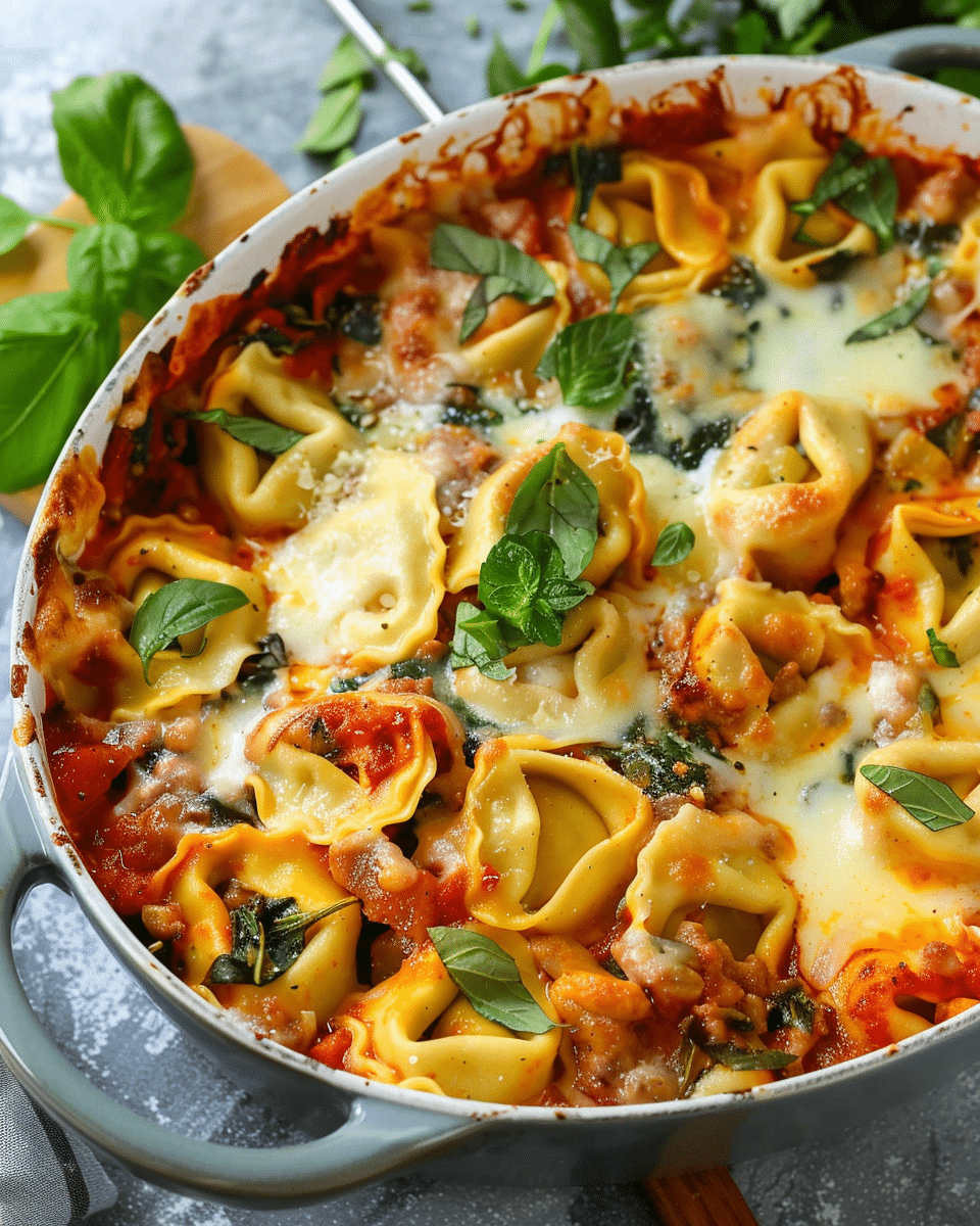 Spinach and Ricotta Baked Tortellini Lasagne {10 Minute Meal}