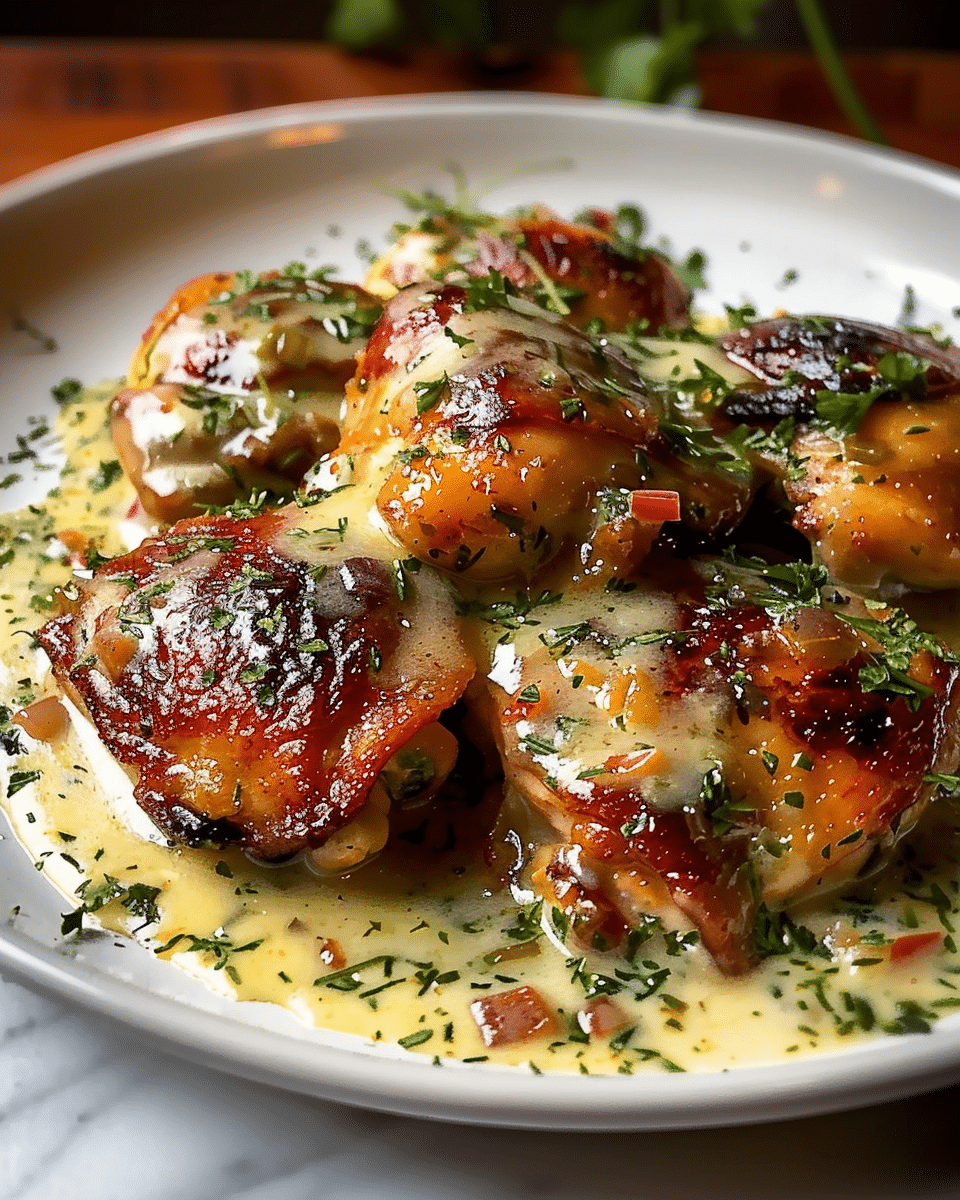 Bobby Flay Chicken Thighs with Creamy Garlic Sauce