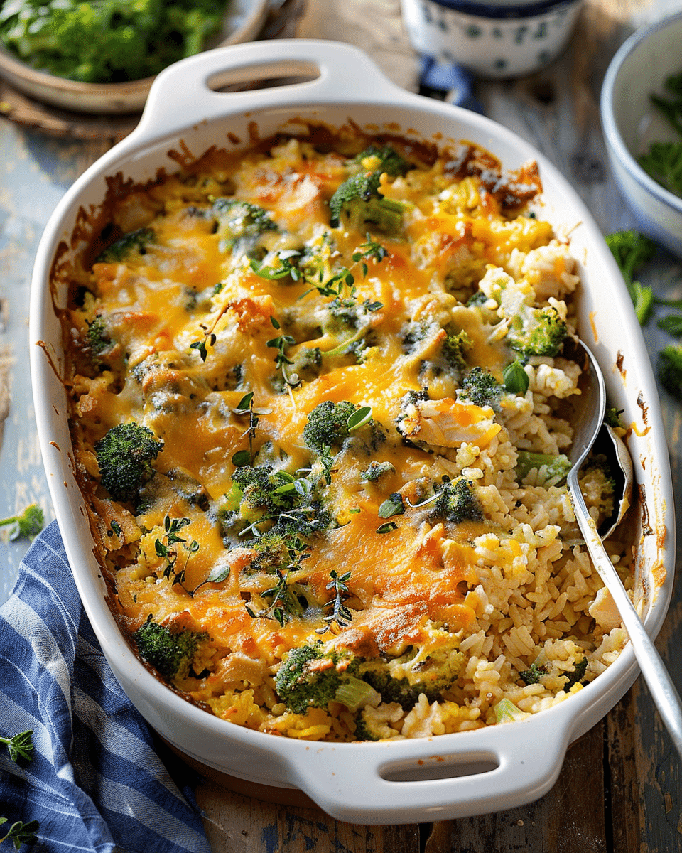 Broccoli Cheddar Chicken and Rice Casserole