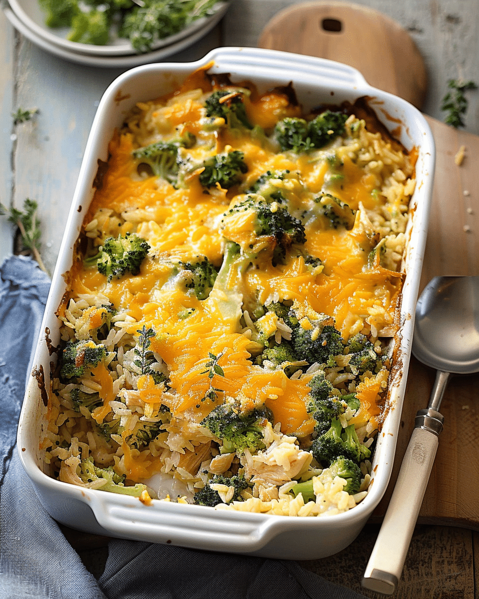 Broccoli Cheddar Chicken and Rice Casserole
