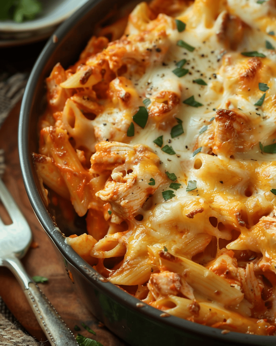 Cheesy Buffalo Chicken Pasta Bake