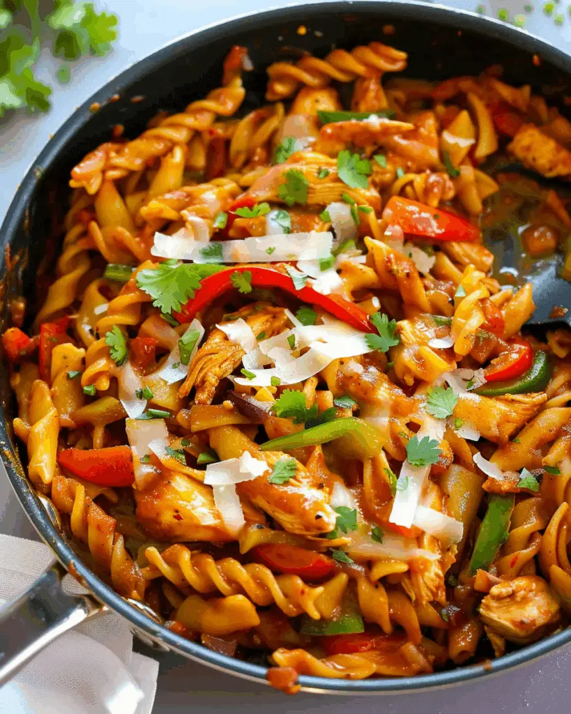 Chicken Fajita Pasta {One Pan Recipe}