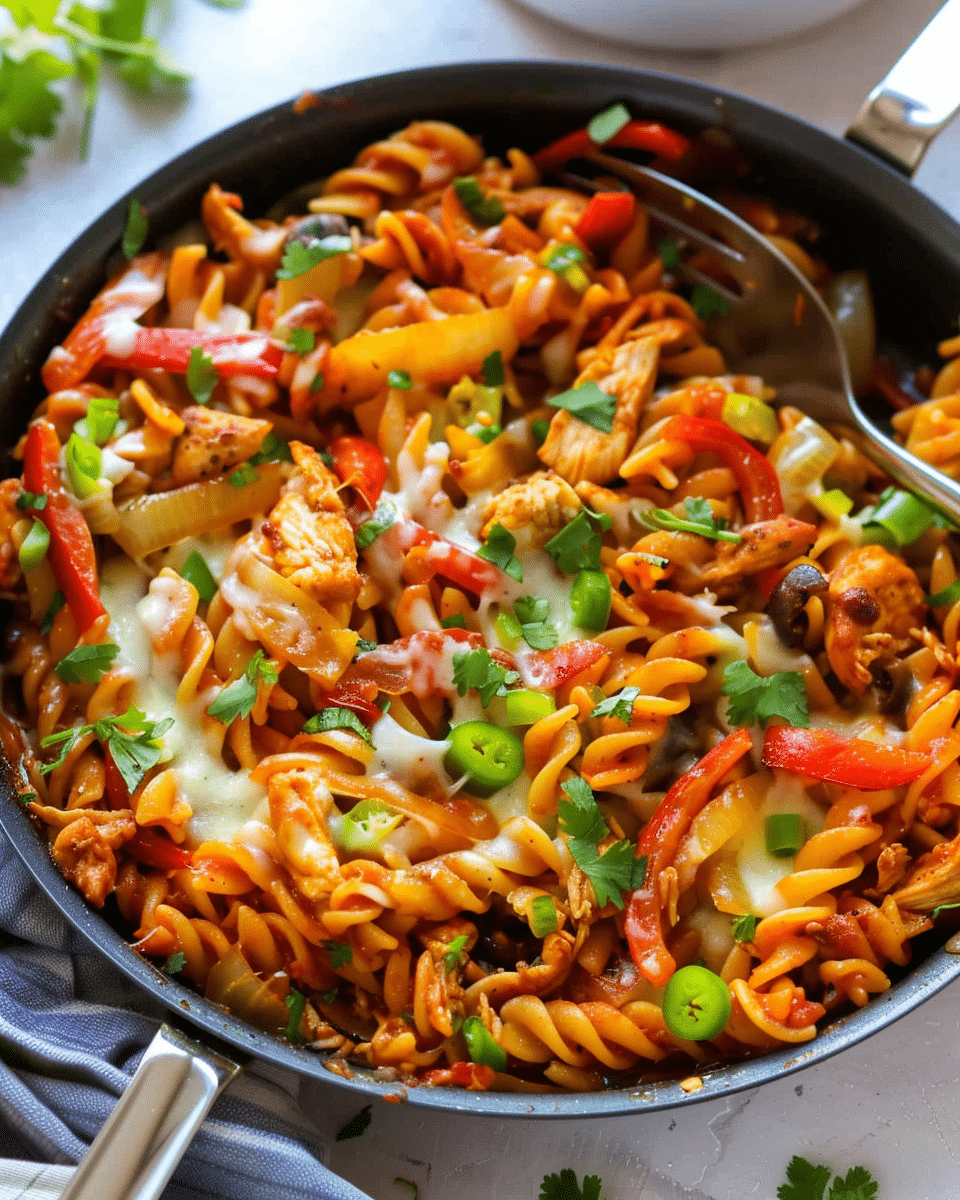 Chicken Fajita Pasta {One Pan Recipe}