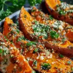 Garlic Parmesan Sweet Potato Wedges