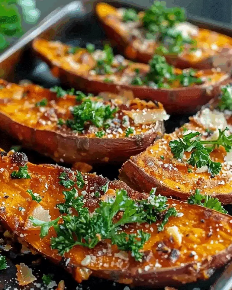 Garlic Parmesan Sweet Potato Wedges