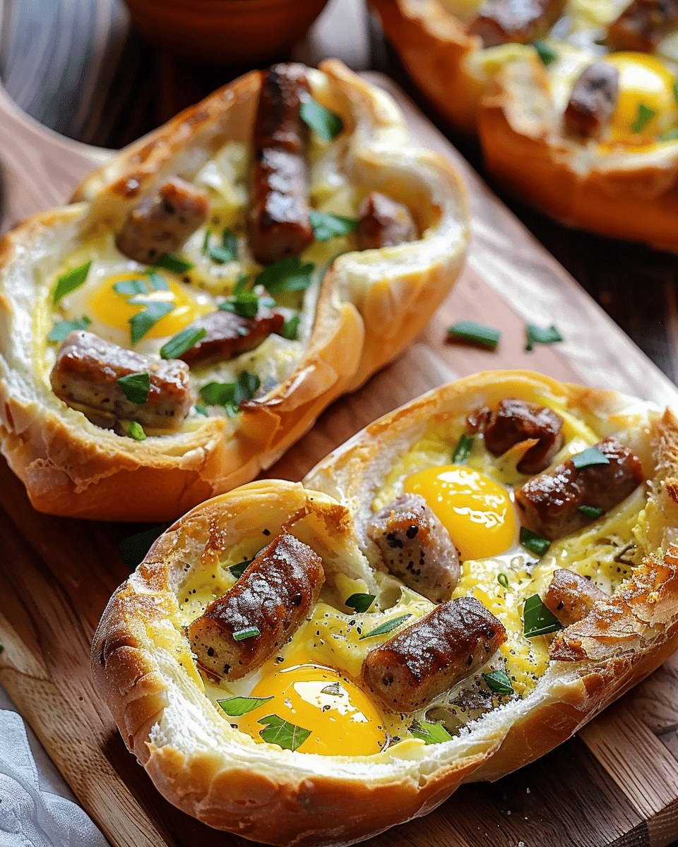 Irresistible Baked Egg Boats with Cheesy Sausage Goodness
