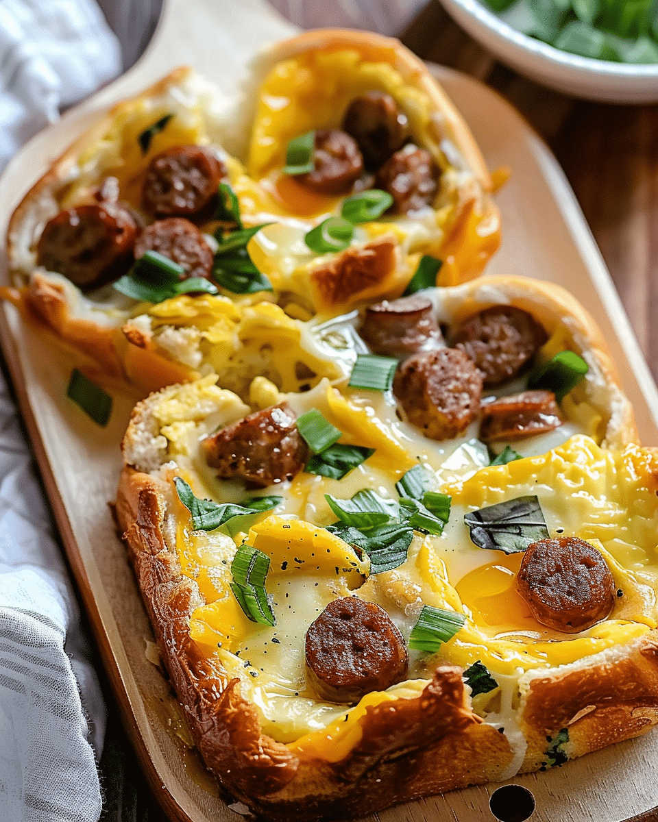 Irresistible Baked Egg Boats with Cheesy Sausage Goodness