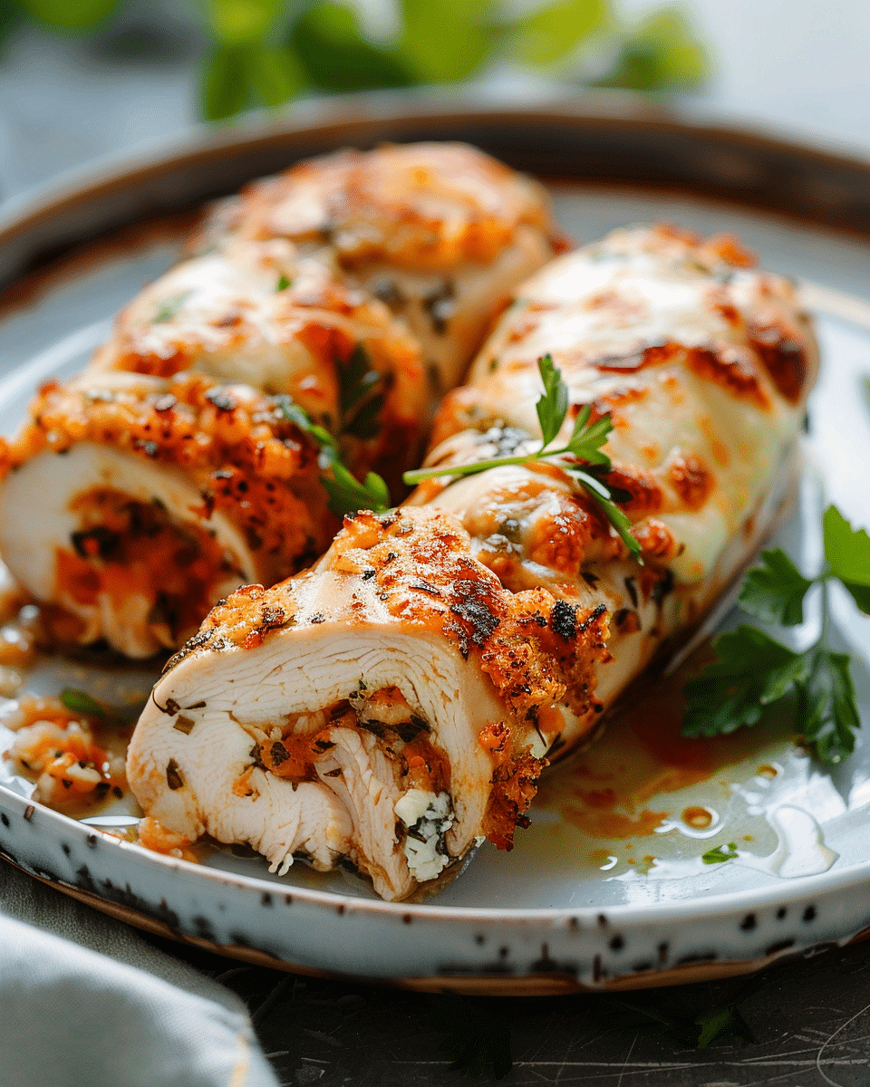 Mozzarella Stuffed Chicken Rolls