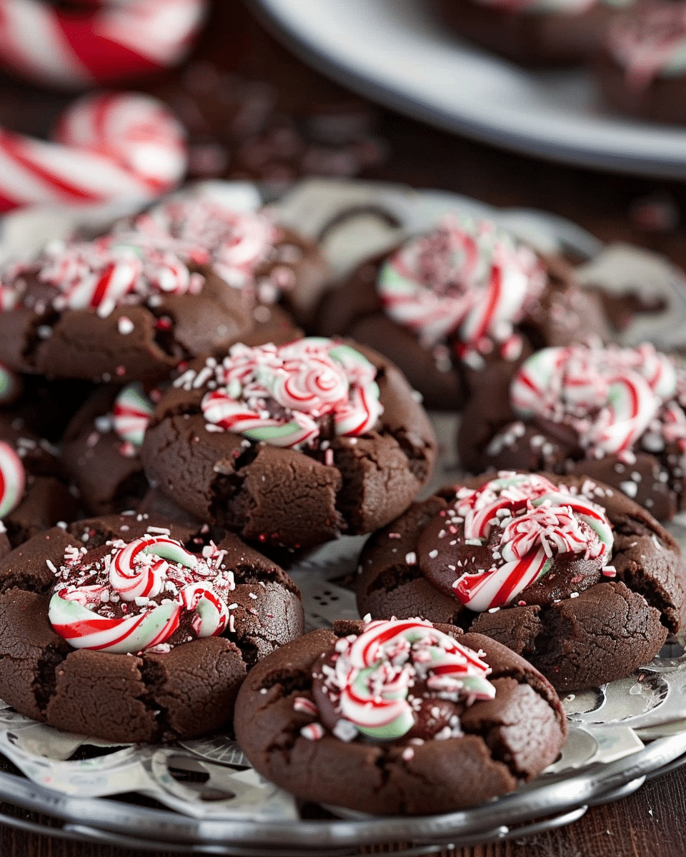 Peppermint Chocolate Blossom Cookies