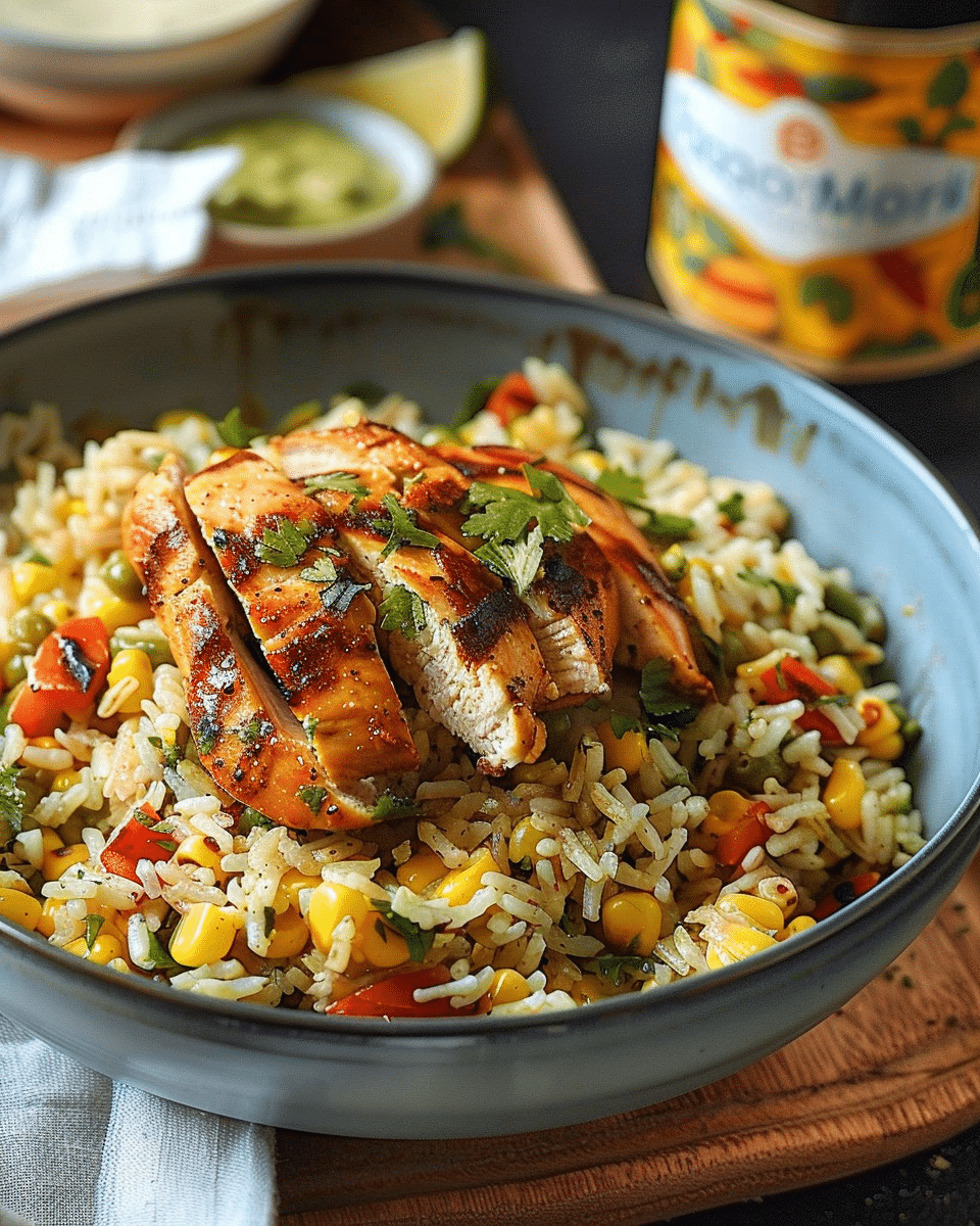 Poblano Corn Rice with Grilled Chicken