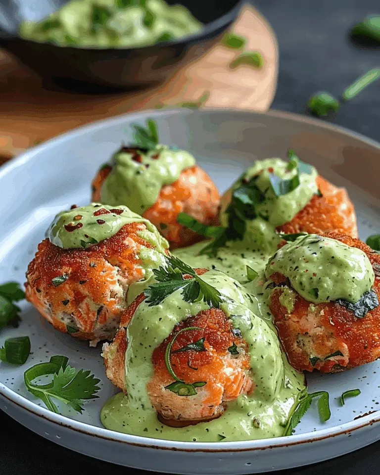 Salmon Balls with Creamy Avocado Sauce
