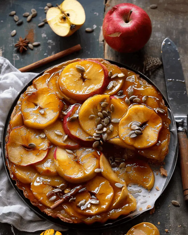 Salted Maple Apple Tarte Tatin with Cinnamon Pumpkin Seeds