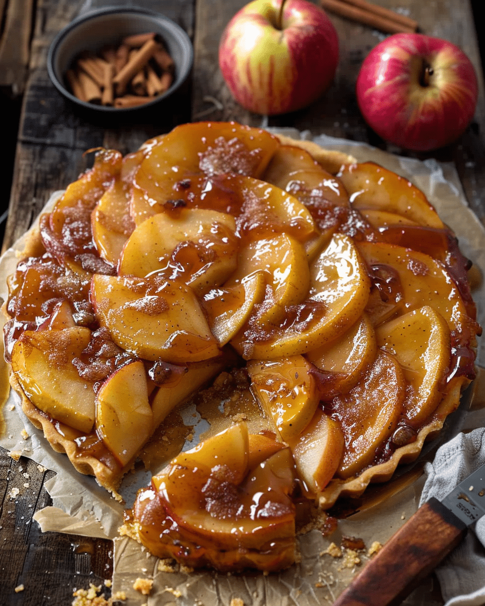 Salted Maple Apple Tarte Tatin with Cinnamon Pumpkin Seeds
