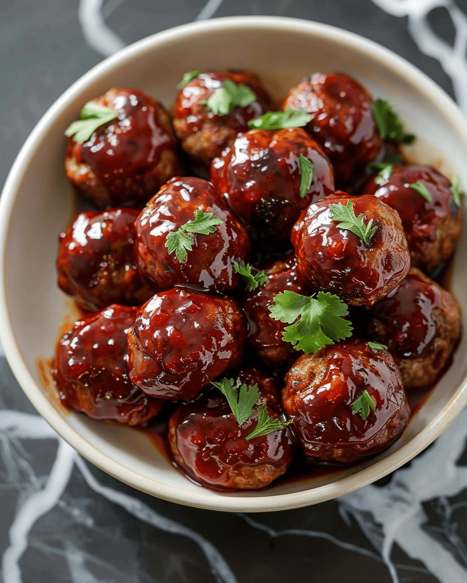 Slow Cooker Cranberry Glazed Meatballs with BBQ Sauce