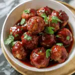 Slow Cooker Cranberry Glazed Meatballs with BBQ Sauce
