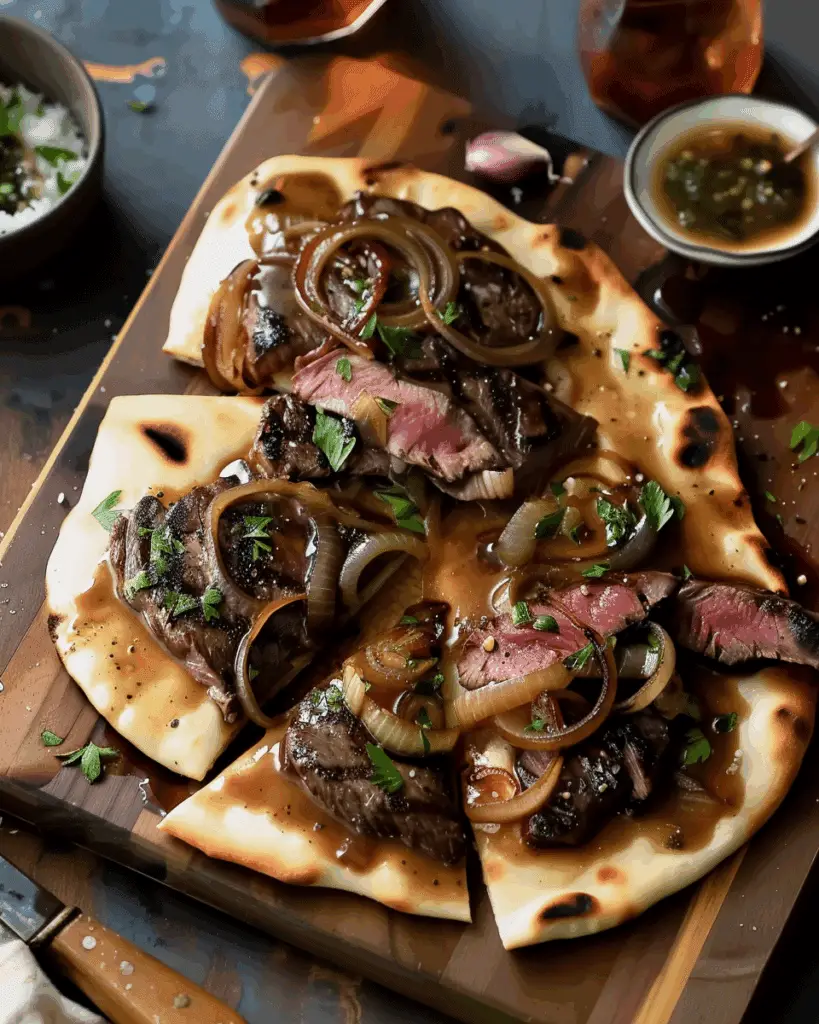 Steak and Caramelized Onion Flatbreads Recipe