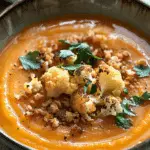 Sweet Potato Soup with Roasted Cauliflower Crumbles
