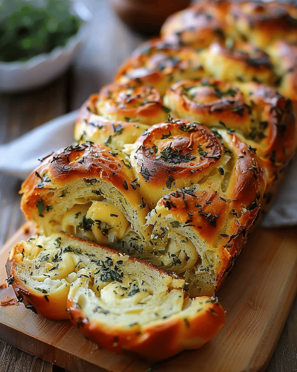 Swirled Garlic Herb and Cheese Bread