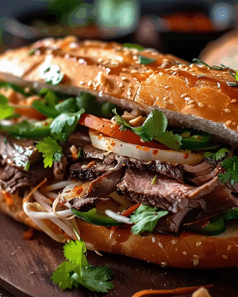 Vietnamese Pho Sandwich with Roast Beef, Hoisin, Sriracha & Herbs Recipe