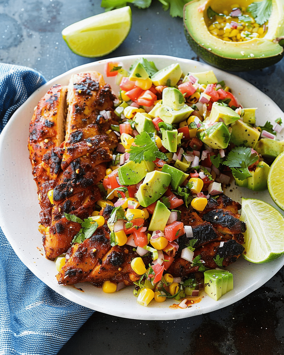 15-Minute Cajun Chicken with Corn and Avocado Salsa
