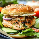 Asian Salmon Burgers with Wasabi Mayonnaise