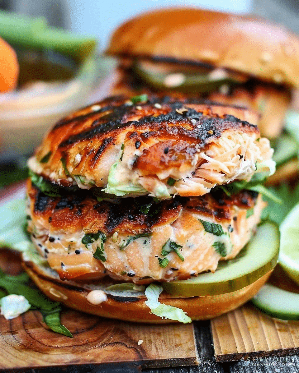 Asian Salmon Burgers with Wasabi Mayonnaise