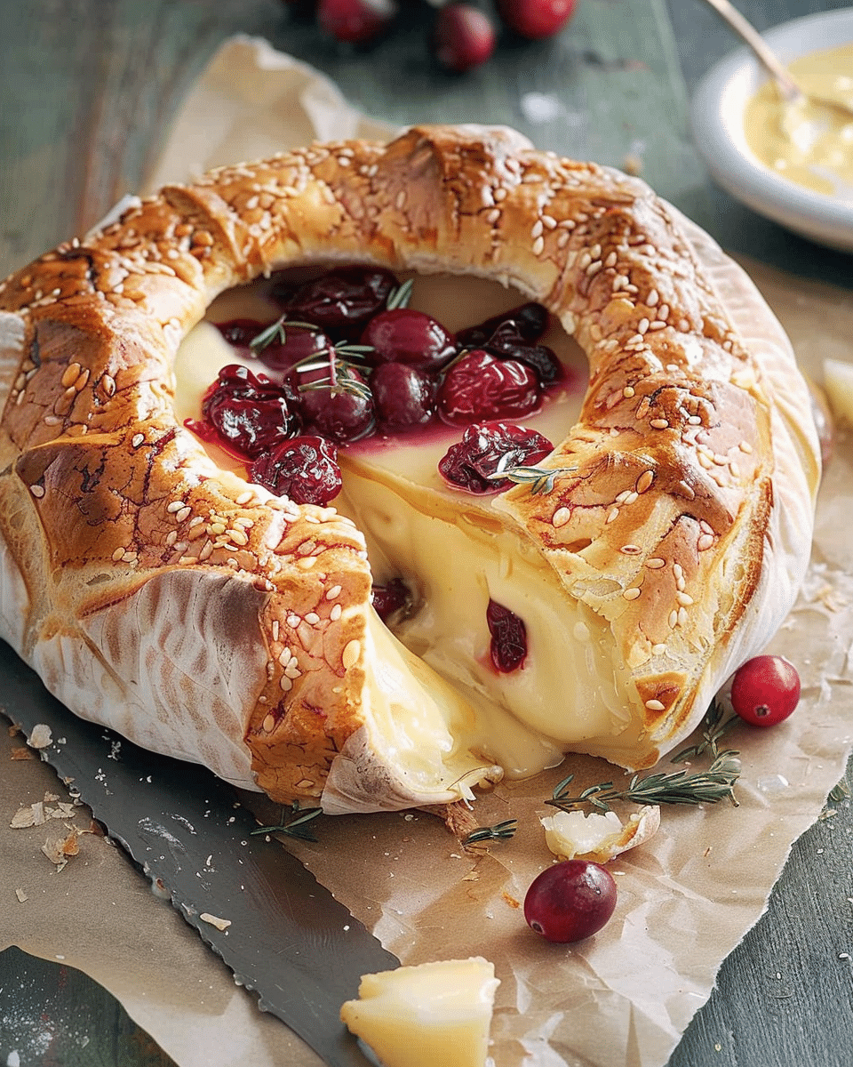 Baked Brie and Cranberry in a Cob